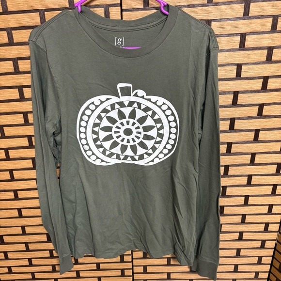 George Other - George Olive Green Pumpkin Long Sleeve Tee Size Small